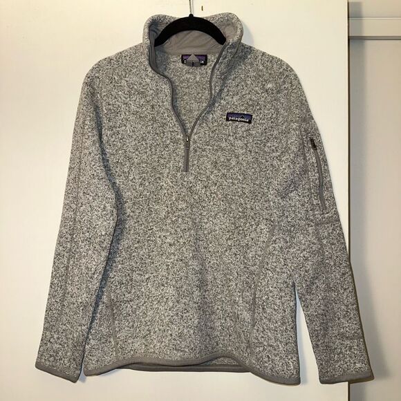 Patagonia Women’s Better Sweater Quarter Zip Birch White Gray Small EUC